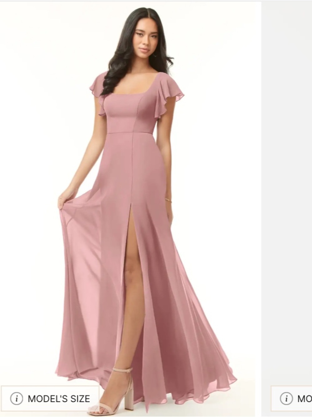 Azazie Dusty Rose Chiffon Flutter Sleeve Bridesmaid Dress Size A6
